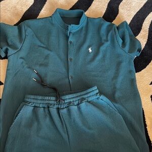 SHEIN   Forest Green  Ribbed Men's Set